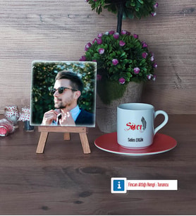 Savcı Fotoğraflı Dekoratif Taş, Ahşap Altlıklı Türk Kahvesi Fincanı Hediye (Model 8)