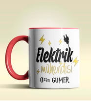 Kişiye Özel Elektrik Mühendisi Tasarımlı Turuncu Kupa Bardak (Kırmızı)