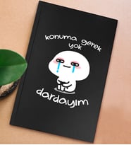 BK Gift Esprili Tasarım Serisi Sert Kapaklı Siyah Defter, Arkadaşa Hediye, Yeni İş Hediyesi, Doğum Günü Hediyesi, Anı Defteri (Model 9)