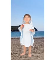 Çocuk Bebek Müslin Panço Kapüşonlu Oeko-tex Sertifikalı 1-4 yaş (Mavi)