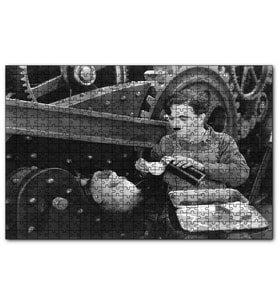 Cakapuzzle Çay Zamanı Charlie Chaplin 1889 Modern Times Filminde  Puzzle Yapboz MDF (Ahşap) (255 Parça)