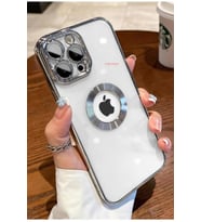 iPhone 13 Pro Kılıf Köşeleri Renkli Şeffaf Kamera Korumalı Silikon Luxury Kapak (Gümüş)