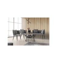 Modern Bekleme Odası Ofis Oturma Grubu Mobilyası (2+1+1)  (Lacivert-Gri)