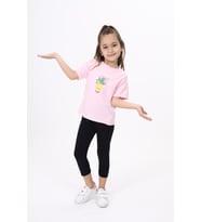 Toontoy Kız Çocuk Baskılı Tişört (Açık Pembe)