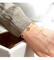 VAN CLEEF YONCA ŞANS BİLEKLİK  925 Ayar Gümüş Bileklik (Kahverengi)