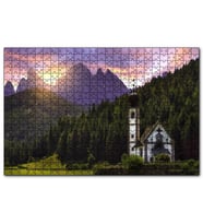 Cakapuzzle İtalya St Magdalena Kilisesi Orman ve Dağlar  Puzzle Yapboz MDF (Ahşap) (255 Parça)