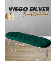 VİEGO SILVER -Kapitoneli Model Puf&Bench&Koltuk-Oturak-Uzun Makyaj Puff-Yatak Odası Ucu&Önü (Yeşil)