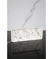 Dekoratif Sunum Tepsisi Tabağı Beton Sunumluk 10x25 Cm Beton Gri (Altın Rengi)