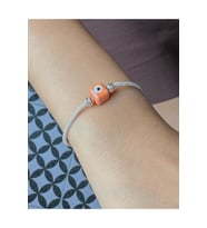 Gümüş Kazaziye Nazar Boncuklu Ve Dorika Detaylı Bileklik : Gümüş - 19 cm : Kırmızı-Gümüş - 21 cm : Gümüş - 20 cm (Turuncu)