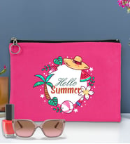 BK Gİft Yaz Temalı-4 Astarlı Portföy Çanta 30x21cm(12 Renk Seçeneği), Baskılı El Çantası, Organizer Çanta (Fuşya)