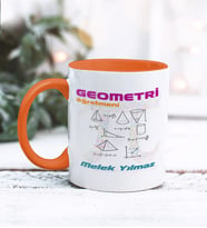 Geometri Öğretmeni Tasarımlı Kişiye Özel Kupa Bardak (Turuncu)