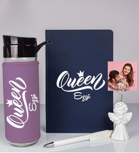 Kişiye Özel Defter Kalem Matara Ve Fotoğraflı Notluk Seti 93533 (Lacivert)