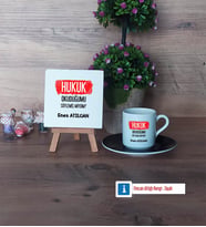 Hukuk Okuduğumu Söylemiş Miydim Dekoratif Taş, Türk Kahvesi Fincanı Kırmızı İsme Özel Hediye (Model 5)