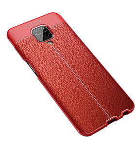 Redmi Note 9S - Redmi Note 9 Pro Deri Desenli Kamera Kor. Kılıf (Kırmızı)