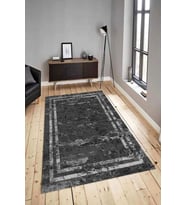Dijital Baskılı Yıkanabilir Kaymaz Modern Renkli Salon Halısı Mutfak Halısı Yolluk ND-HY-1224 (Antrasit)