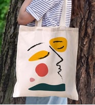 BK Gift Modern Art Tasarımlı Kanvas Bez Çanta, Baskılı Omuz Çantası, Alışveriş Çantası, Plaj Çantası, Arkadaşa Hediye (Model 14)