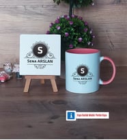 Baş Harf ve İsim Soyisim Dekoratif Taş, Kupa Bardak Kırmızı Hediye (Model 5)