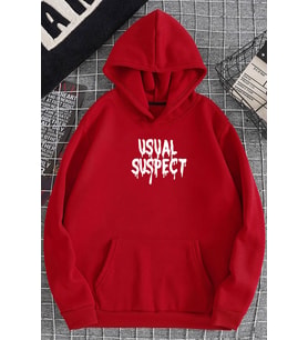 Unisex Suspect Baskılı Sweatshirt (Kırmızı)