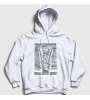 Presmono Unisex Gri Hand Symbol Music Rock Kapüşonlu Sweatshirt 315217tt (Beyaz)