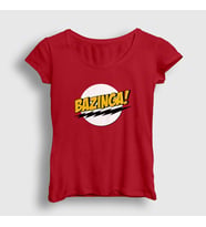 Presmono Kadın Haki Bazinga The Big Bang Theory T-Shirt 181099tt (Kırmızı)