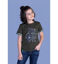 Toontoy Erkek Çocuk Baskılı Kolları Şerit Detaylı Tişört (Haki)