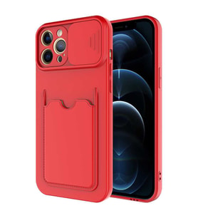 Apple iPhone 12 Pro Max Kılıf Zore Kartix Kartlık Bölmeli Kılıf (Kırmızı)