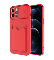Apple iPhone 12 Pro Max Kılıf Zore Kartix Kartlık Bölmeli Kılıf (Kırmızı)