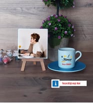 Mimara Hediye Fotoğraflı Dekoratif Taş, Ahşap Altlıklı Türk Kahvesi Fincanı Hediye (Model 5)
