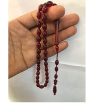Kehribar Tesbih Toz kehribar Tesbih Kırmızı Renk (Kırmızı)