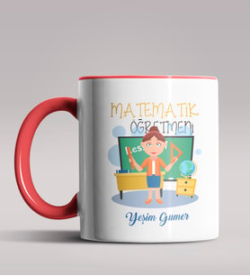 Kişiye Özel Matematik Öğretmeni Tasarımlı Siyah Renk Kupa 12 (Kırmızı)