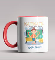 Kişiye Özel Matematik Öğretmeni Tasarımlı Siyah Renk Kupa 12 (Kırmızı)