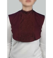 Kadın Penye Tesettür Daire Yakalı Dantelli Boyunluk (Bordo)