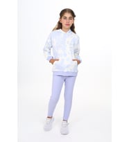 Toontoy Kız Çocuk Batik Desenli Taytlı Takım (Mavi)
