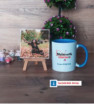 Matematik Öğretmeni Fotoğraflı Dekoratif Taş, Kupa Bardak Beyaz Hediye Öğretmenler Günü Hediyesi (Model 4)