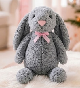 Oyun ve Uyku Arkadaşım PAPYONLU Uzun Kulak Bunny Peluş Tavşan 65 cm Pelüş tavşan (Gri)