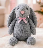 Oyun ve Uyku Arkadaşım PAPYONLU Uzun Kulak Bunny Peluş Tavşan 65 cm Pelüş tavşan (Gri)