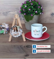 Eczane Teknikeri Türk Kahvesi Fincanı Ahşap Altlıklı ve Fotoğraflı Ahşap Anahtarlık Hediye (Model 3)