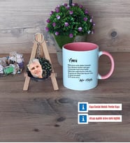 Amcaya Hediye Kupa Bardak Beyaz ve Fotoğraflı Ahşap Anahtarlık Hediye (Model 6)