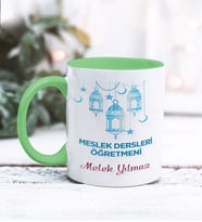 Meslek Dersleri Öğretmeni Tasarımlı Kişiye Özel Kupa Bardak (Yeşil)