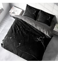 MonoHome Marble 3D Pamuk Saten Çift Kişilik Nevresim Takımı (Siyah)