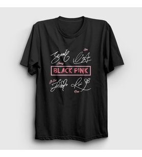 Presmono Unisex Beyaz Tanda Tangan Blackpink T-Shirt 294053tt (Siyah)