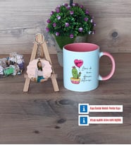 Arkadaşa Hediye Kaktüs Kupa Bardak Beyaz ve Fotoğraflı Ahşap Anahtarlık Hediye Doğum Günü Hediyesi (Model 6)