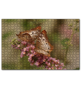 Cakapuzzle Pembe Çiçekler ve Bir Çift Kelebek  Puzzle Yapboz MDF (Ahşap) (255 Parça)