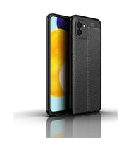 Samsung Galaxy A03 Kılıf Deri Tarzı Niss Silikon Case Kapak (Siyah)