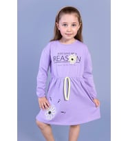Toontoy Kız Çocuk Baskılı Elbise (Lila)