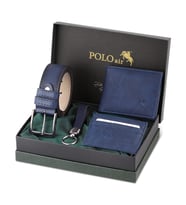 Polo Air Kemer Cüzdan Kartlık Anahtarlık Hediyelik Kutusunda HM-09 (Lacivert)
