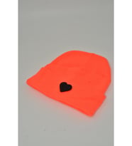 Moxxo Sevgililer Günü Özel Koleksiyonu Siyah Kalp Figürlü Pembe Renk Unisex Erkek/Kadın Bere (Neon Turuncu)