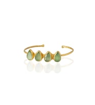Kadir Jewellery 22 Ayar Altın Kaplama Zirkon Taşlı Ayarlanabilir Trend Bilezik (Açık Yeşil)