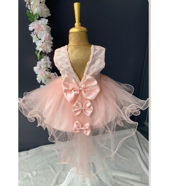 Kız Bebek Mevlüt Takımı Gelinlik Abiye Elbise Lohusa Bebek Baby Shower Bayram Babalar Günü Doğum Hediyesi Orjinal Kutusunda Hediye Paketli (Somon)