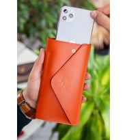 Envelope Telefon ve Bozuk Para Bölmeli Zarf Model Kadın Cüzdan (Turuncu)